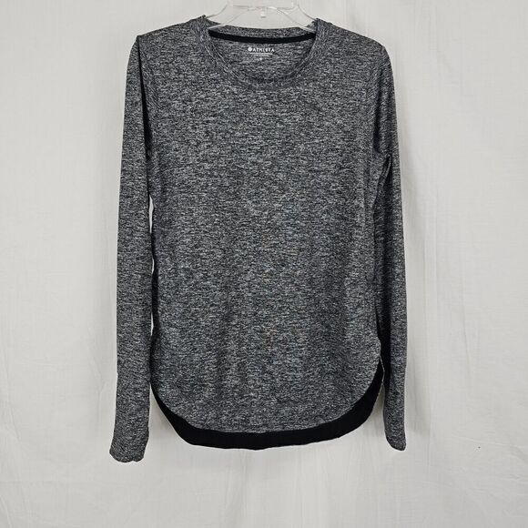 Athleta Uptempo Pullover Long Sleeve Top Crew Neck Size S Activewear Tee Gray - Picture 1 of 5